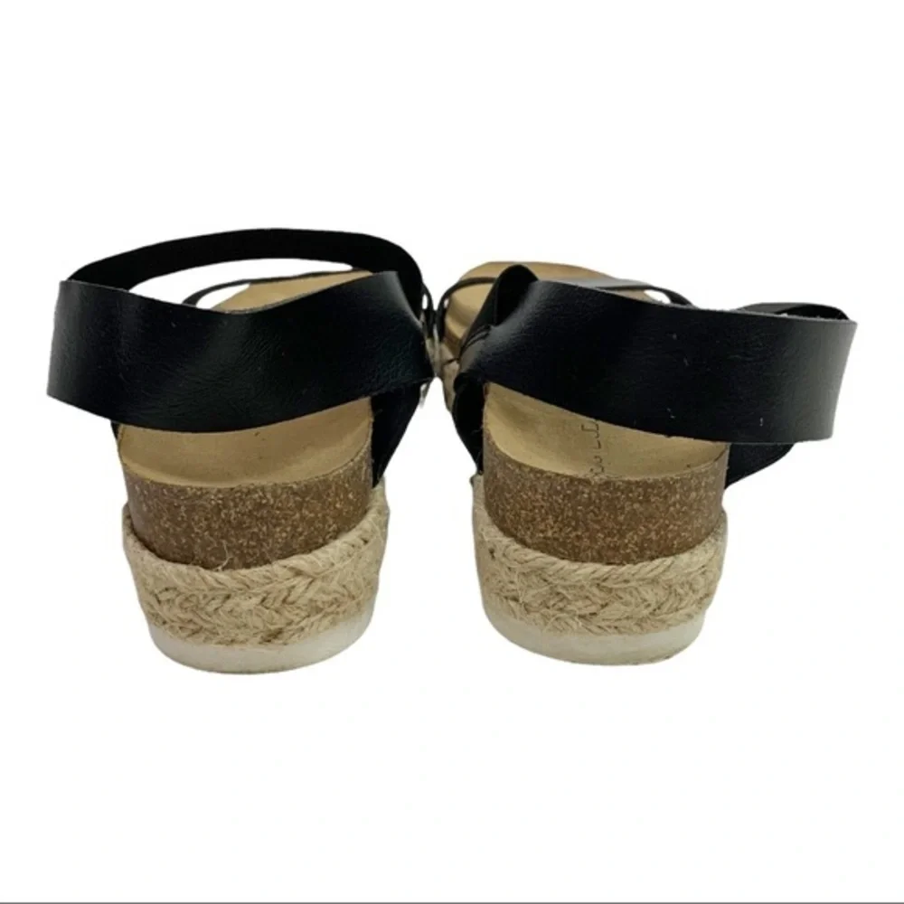 Big Buddha Espadrille Platform Vegan Leather Sandals Women’s Black Brown Size 9